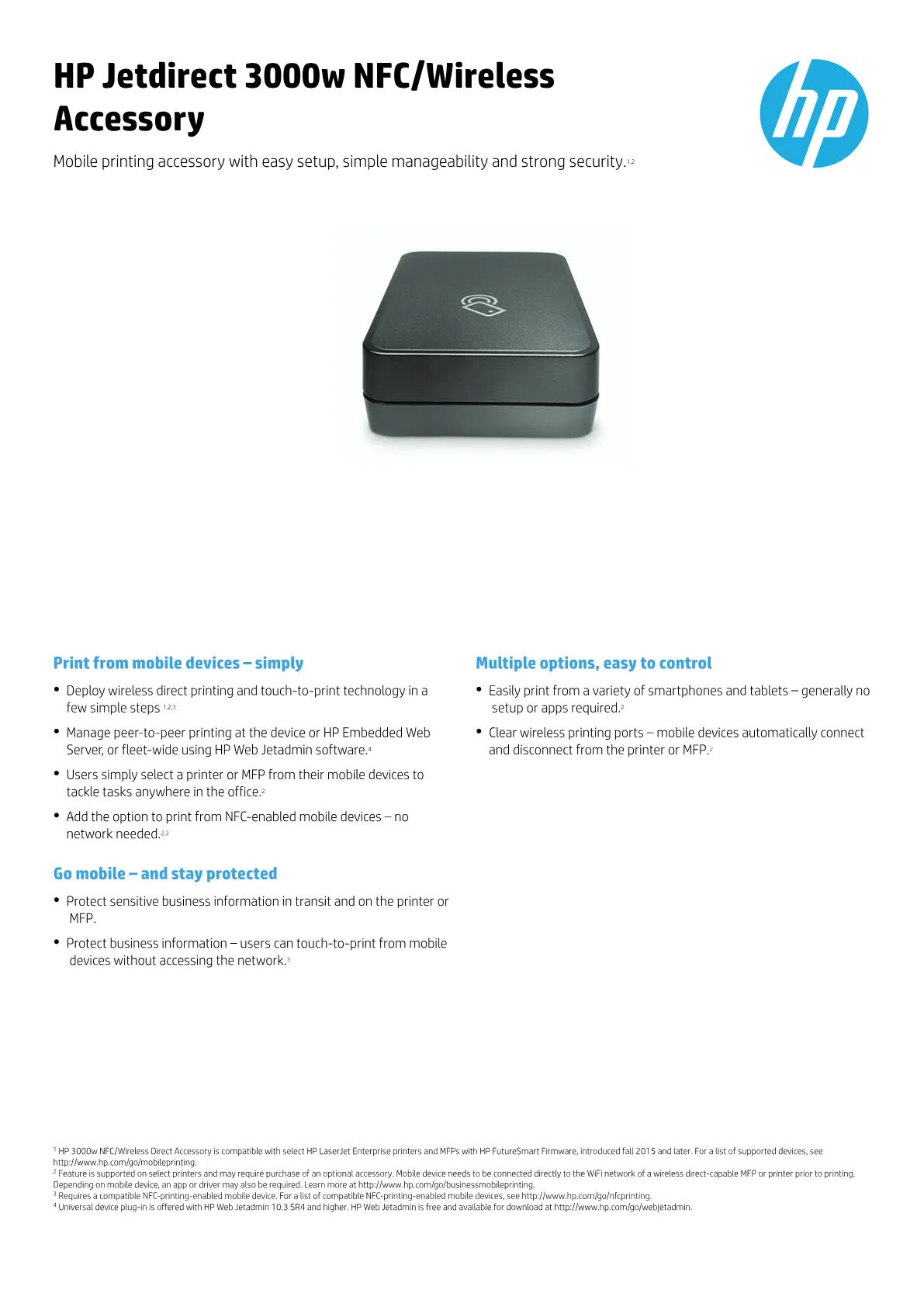 Hp Jetdirect W Nfc Wireless Accessory For M J A