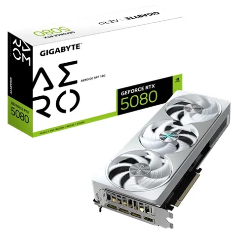 Gigabyte GeForce RTX 5080 AERO OC SFF 16G, 2730 MHz, CUDA 10752, 30 Gbps, GDDR7, 256 bit, PCI-E 5.0, PSU 850W, DisplayPort 2.1b x3 HDMI 2.1b x1