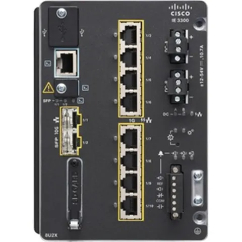 CISCO - Catalyst IE3300 with 8 GE PoE/PoE+ and 2 GE SFP, Modular, NA