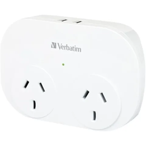 Dual USB Surge Protected With Double ADAPTOR - White
