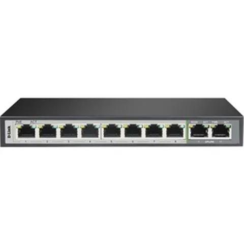 D-Link 10P GIGABIT POE Switch With 8 Long Reach POE Ports (96W) And 2 UPLINK Ports