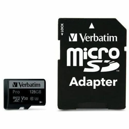 Verbatim Pro Micro SDXC 128GB Class 10 UHS-I U3 w/ Adaptor