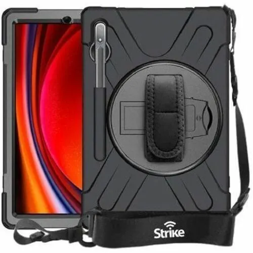 Samsung (STRIKE) Tab S10 Ultra Rugged Case With Hand Strap & Lanyard (BLACK)