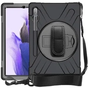 Strike Samsung Galaxy Tab S7 FE Rugged Case with Hand Strap & Lanyard Shoulder Strap