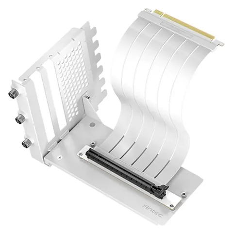 Antec Adjustable Vertical Bracket with 200mm High Performance PCI-E Riser Cable. New 2024. White Universal Case support(LS)