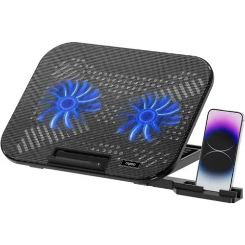 Rapoo Laptop Cooling Pad CF200, 2 High-Efficiency Cooling Fans, 6 Adjustable Angles, Multi-Functional & Versatile