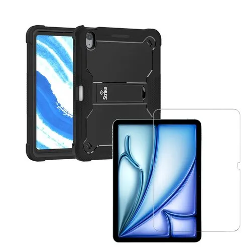 Strike Rugged Case For Apple iPad Air 11 (M4/M3/M2) and Tempered Glass Screen Protector Bundle for Apple iPad Air 11 (M4/M3/M2)