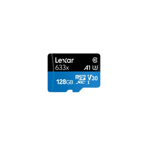 *Limits Apply, contact your AM* Lexar LSDMI128BB633A, High-Performance 633X MicroSDHC, 128GB, UHS-I, Read Speed: Up to 100MB/s, Write Speed: Up to 45MB/s, 10 Year Warranty