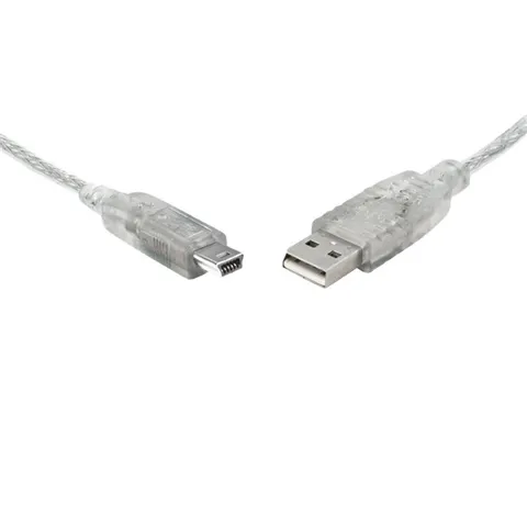 8Ware USB 2.0 Cable 1m A to Mini-USB B Male to Male Transparent