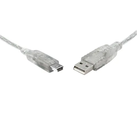 8Ware USB 2.0 Cable 3m A to B 5-pin Mini Transparent Metal Sheath UL Approved