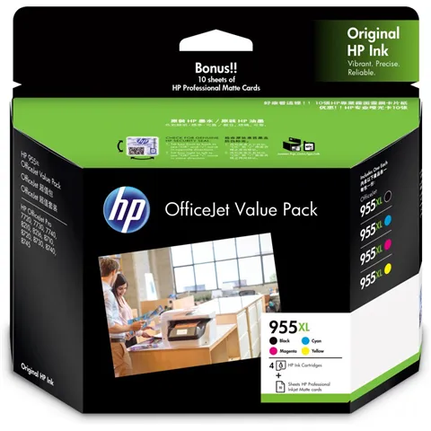 HP 2PD46A, 955XL OVP Prof Inkjet matte cards