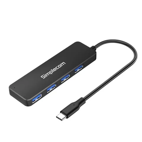 Simplecom CH340, Compact USB-C to 4 Port USB-A Hub, Cable Length: 25cm, 1 Year Warranty