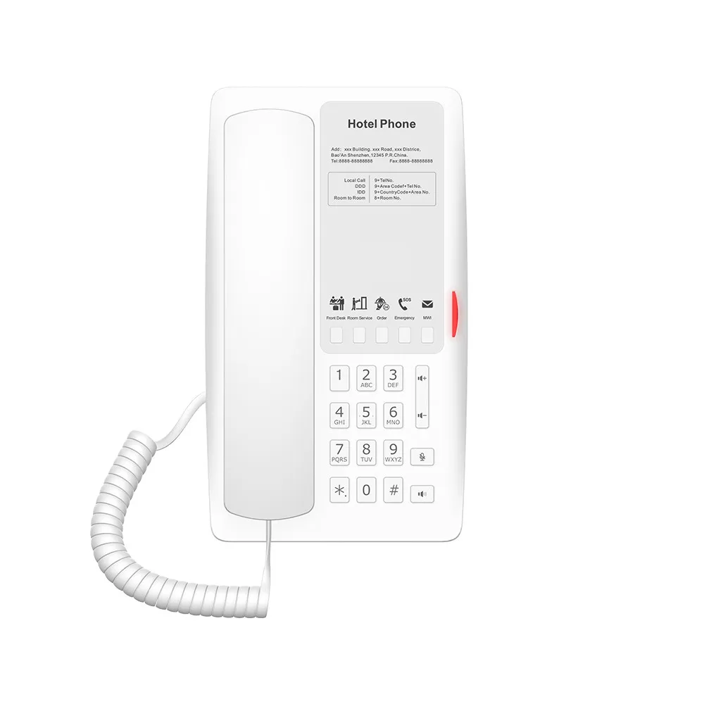 FANVIL, H4 Hotel IP Phone, White, Cost-effective hotel IP phone, HD voice, 0/100Mbps Ethernet, and PoE, 5 programmable soft keys