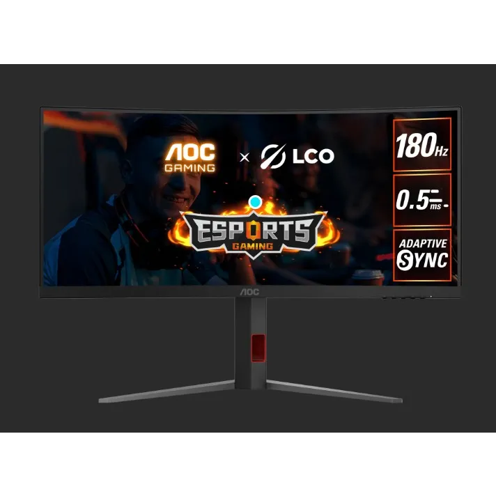 Aoc 34" (21:9) Curve WQHD VA, 1MS, 180HZ, HDMI(2), DP(2), H/ADJ 3YR