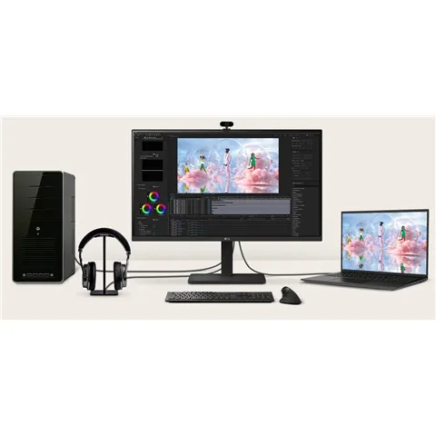 LG 27" (16:9) FHD IPS, HDMI, DP, USB-C(65W), 100Hz, D/CHAIN, KVM, SPKR, H/ADJ, VESA, 3YR