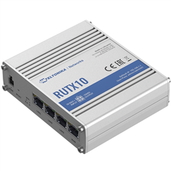 Teltonika RUTX10 Professional Ethernet Router, Industrial Ethernet Router/VPN/Firewall (NO-LTE) with Dual Band WiFi 5 802.11ac, PSU included