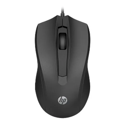 HP Wired Desktop 100 Mouse 1200dpi 3 Buttons Wired USB-A Connector Precise Red Optical Sensor 1.2M Cable Length Black 1YR WTY