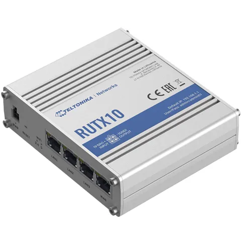Teltonika RUTX10 Professional Ethernet Router, Industrial Ethernet Router/VPN/Firewall (NO-LTE) with Dual Band WiFi 5 802.11ac, PSU included