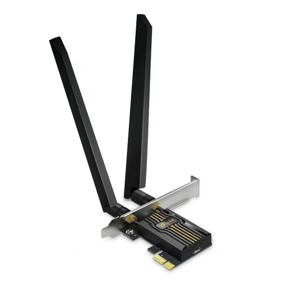 TP-Link Archer TBE552E BE9300 Wi-Fi 7 Bluetooth 5.4 PCIe Adapter, 5760 Mbps at 6 GHz + 2880 Mbps at 5 GHz + 688 Mbps at 2.4 GHz, 2A High Gain Tri-Band