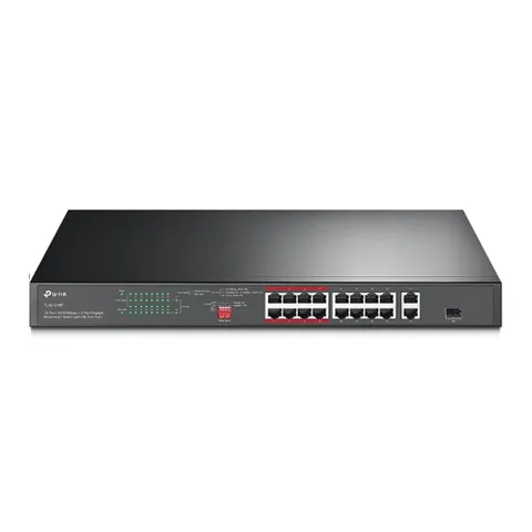 TP-LINK 16-PORT UNMANAGED SWITCH, POE+(16), GbE(2), SFP (1), 150W, METAL CASE, 5YR
