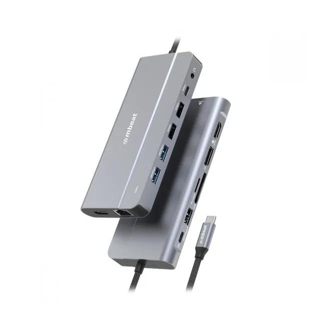 mbeat Elite X14 Triple 4K Display Multi-Port USB-C Hub USB-C 3.2 Gen 2 A 1, Supports USB-C DisplayPort 1.4 (DP-Alt Mode) HDMI 2.0 Version A 2, Max.