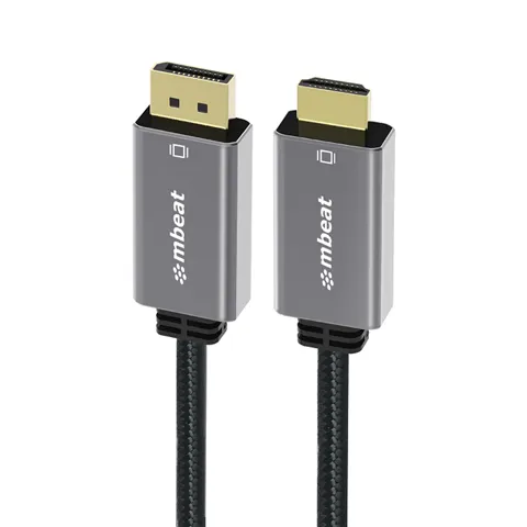 mbeat Tough Link 1.8m 4K/60Hz Display Port to HDMI Cable - Connects DisplayPort to HDMI 4K@60Hz (3840A2160), Gold Plated, Aluminium, Nylon Braided