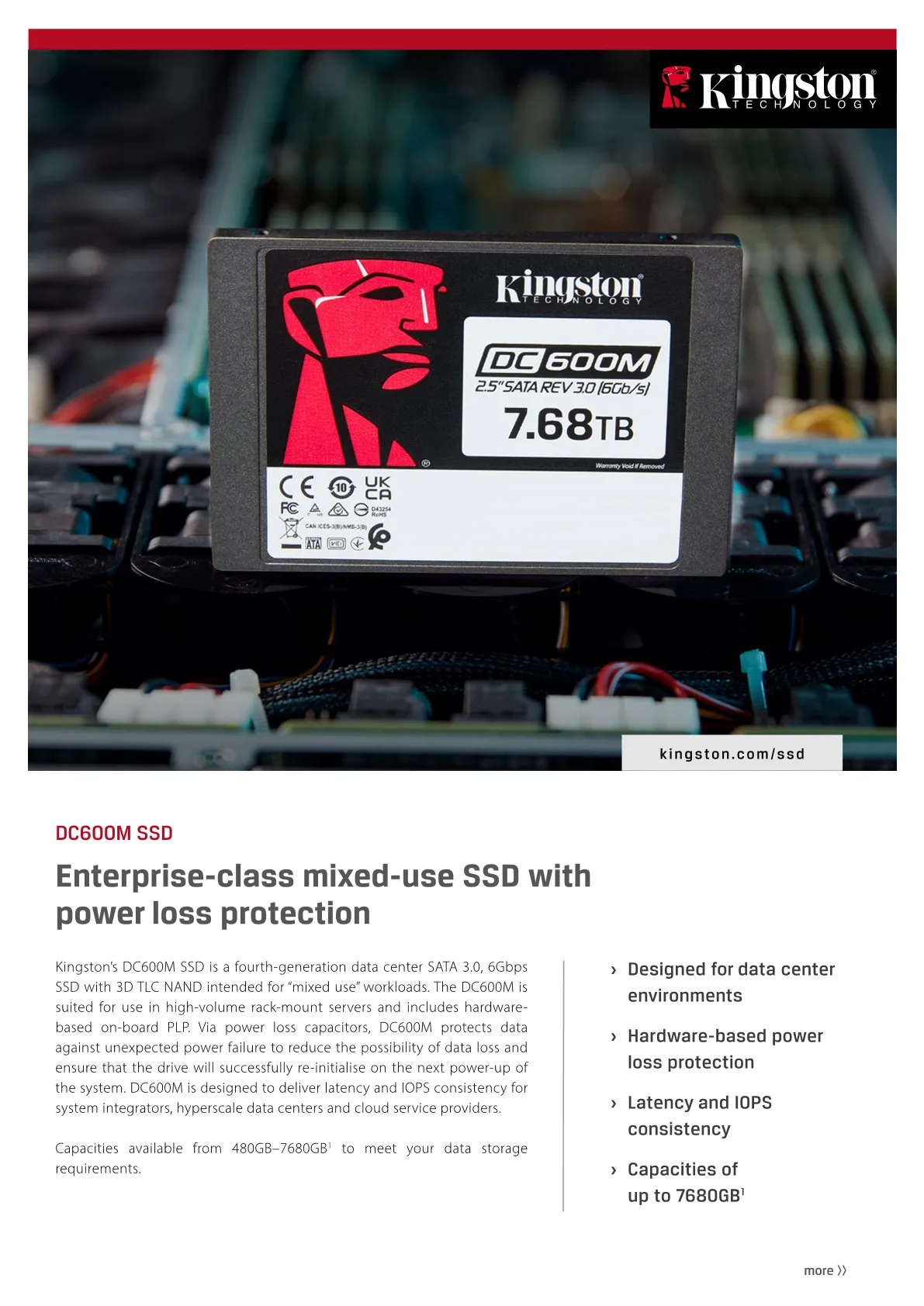 Kingston SSD DC600M 2.5 SATA 1920 GB - SEDC600M/1920G 