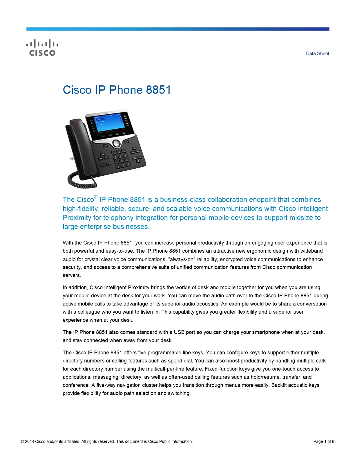 CISCO Cisco IP Phone 8851 - CP-8851-K9=