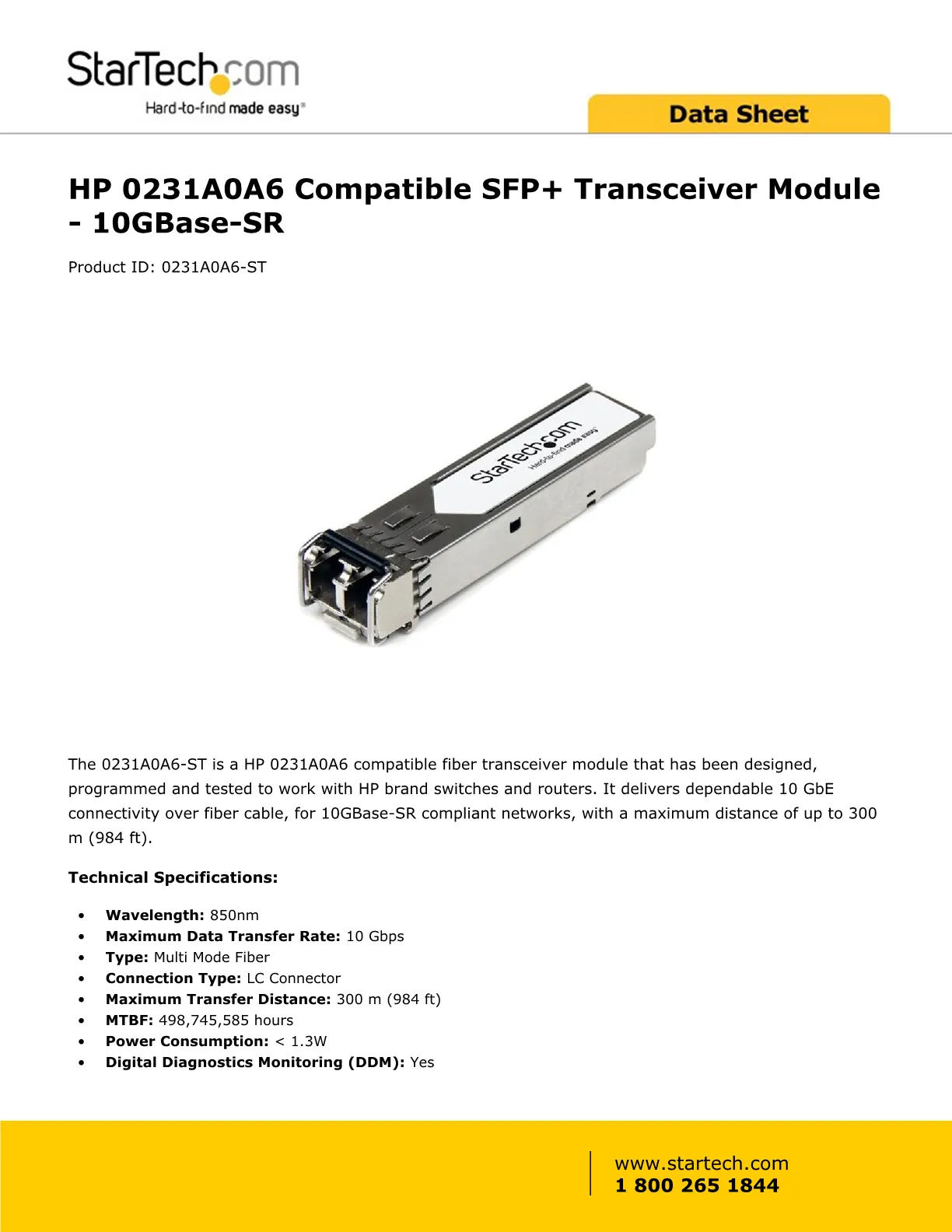 0231A0A6-ST] SFP モジュール HP製0231A0A6互換 10GBase-SR準拠光