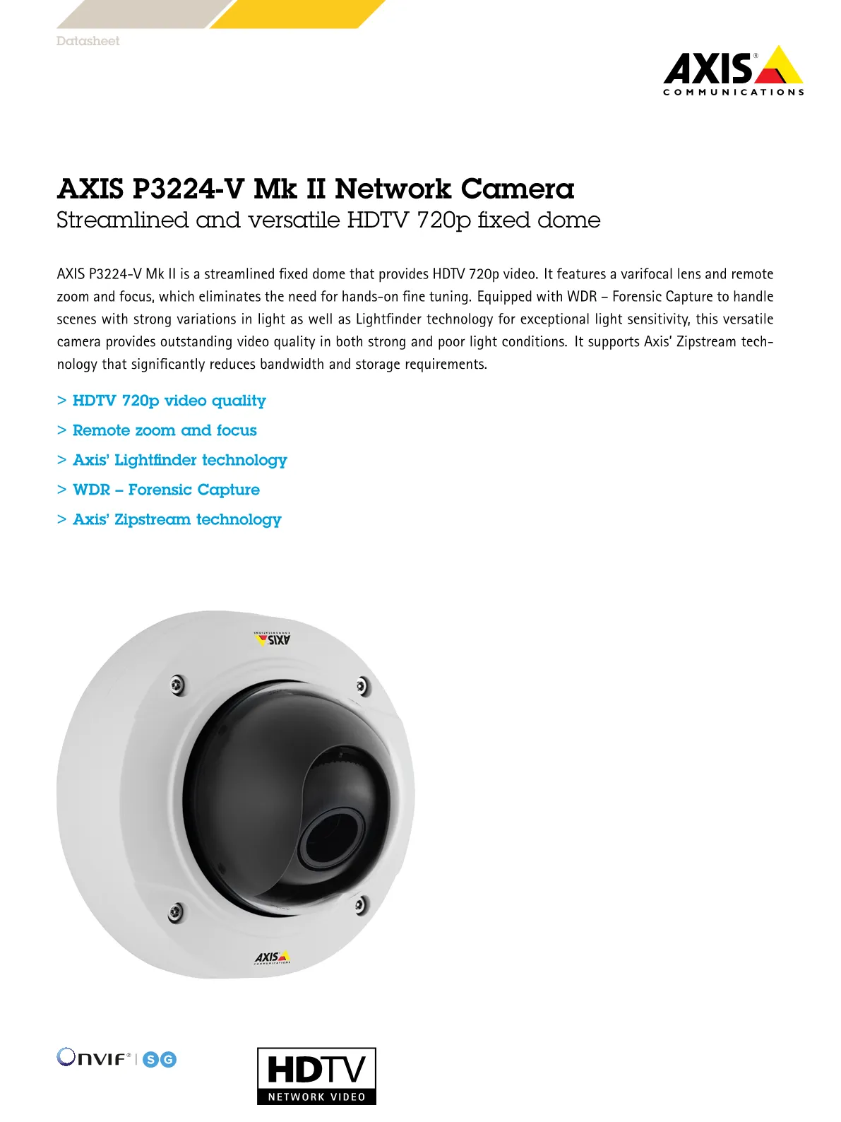 Axis Camera P3224-V MKII Dome 720P 2.8-10MM IP52 - 0950-001