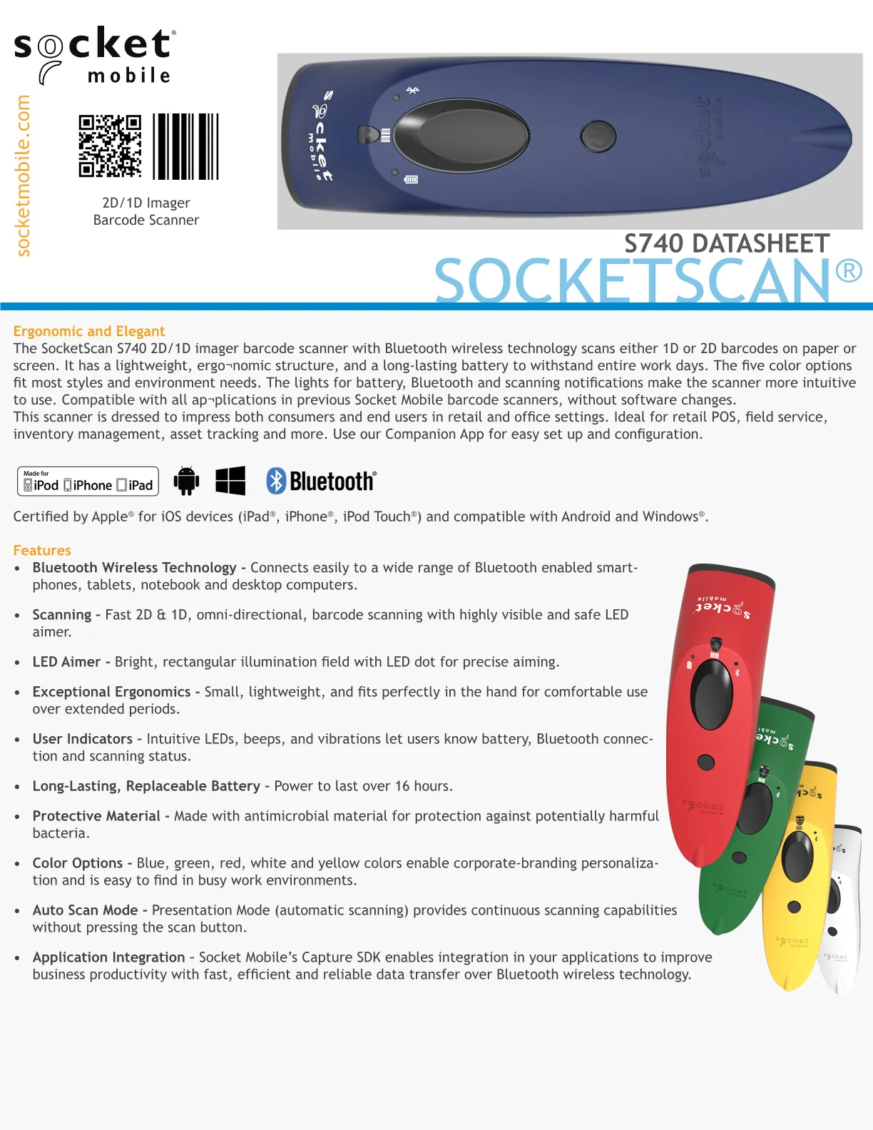 SocketScan S740 - 700 Series - barcode scanner - CX3419-1838