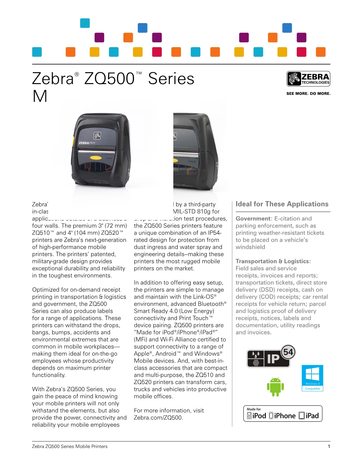 Zebra Mobile Zq520 4 Inch Bluetooth 4 Zq52 Aue000a 00 0026