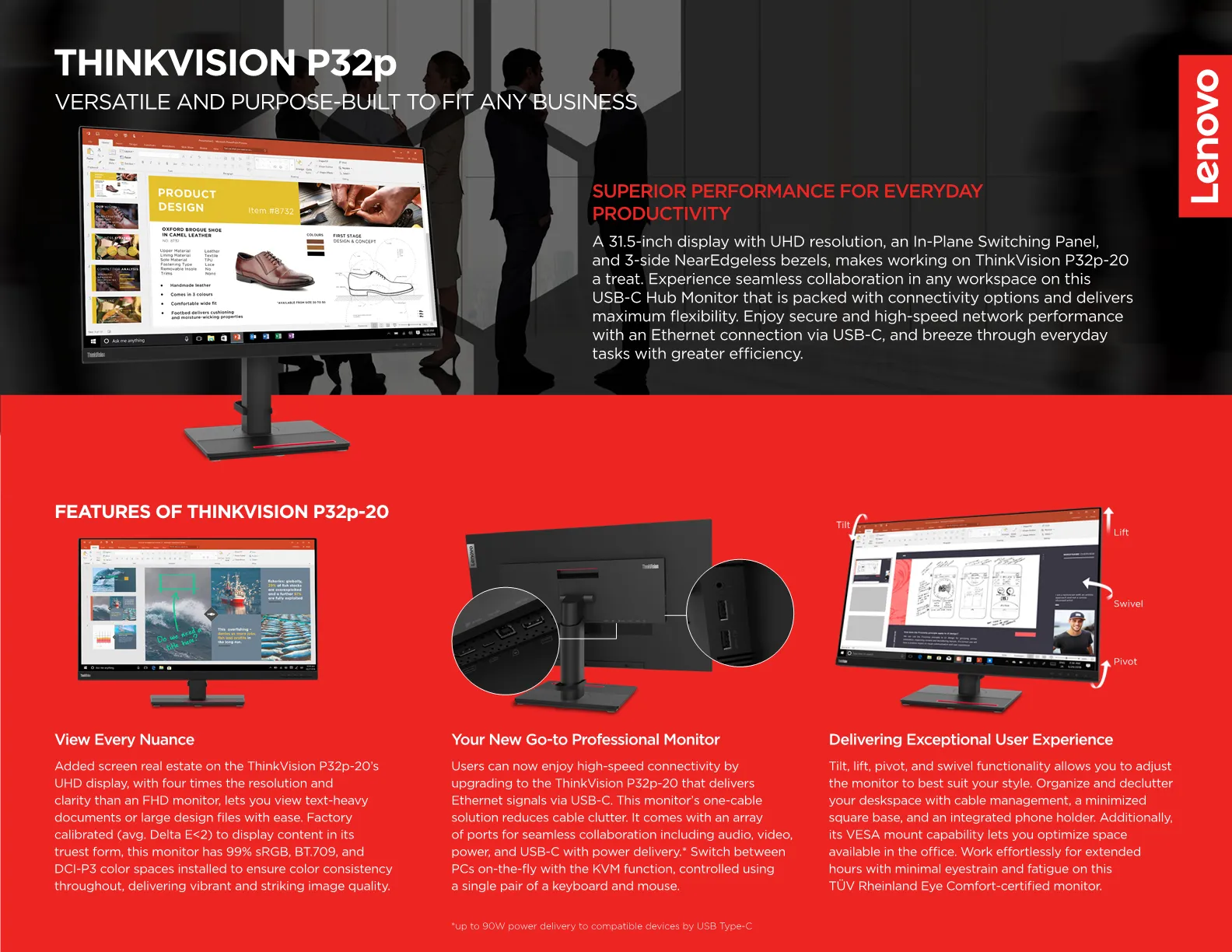 ThinkVision 31.5 inch Monitor - P32p-20