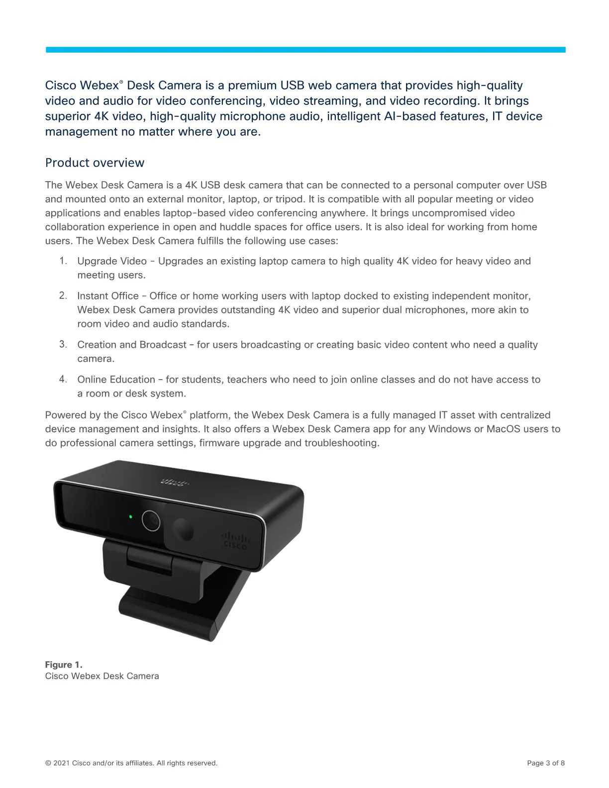 CISCO Cisco Desk Camera 4K- Carbon Black - - CD-DSKCAM-C-WW