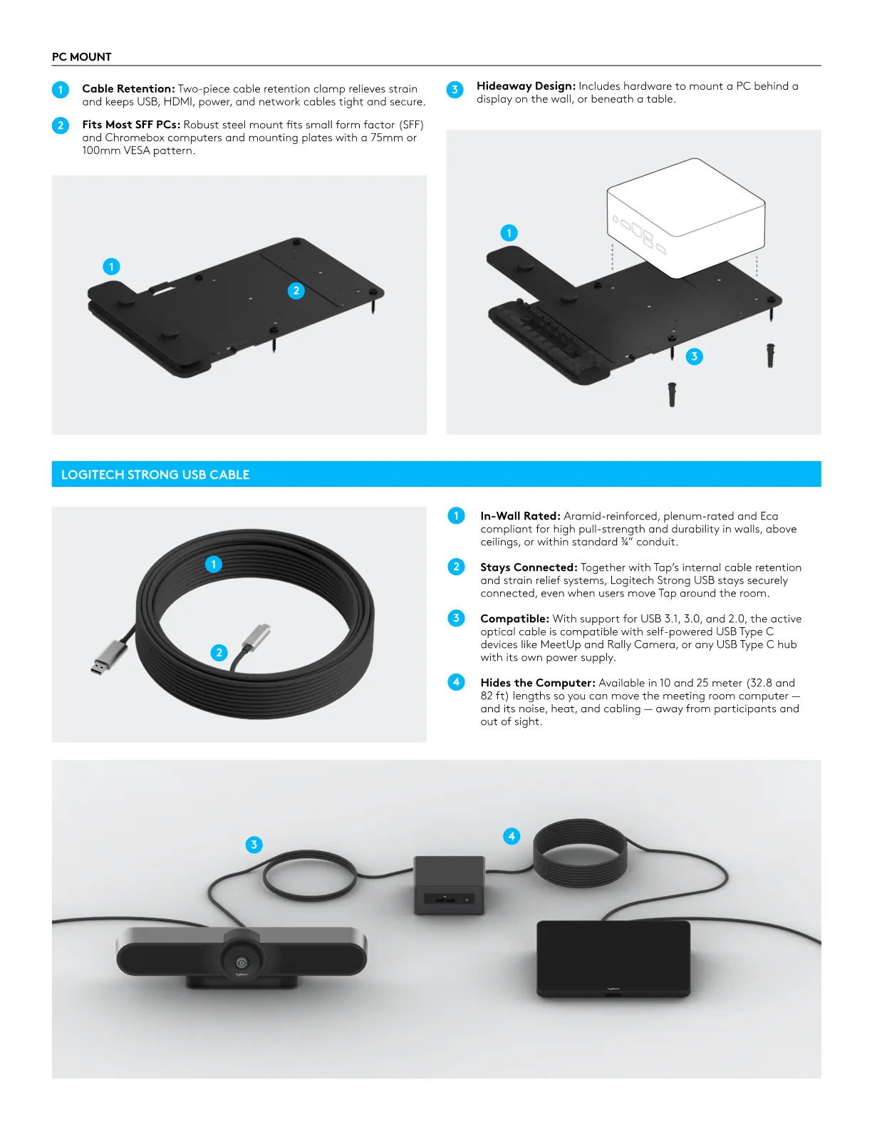 Cable USB Logitech Strong - Tap, cámara Rally, Meetup