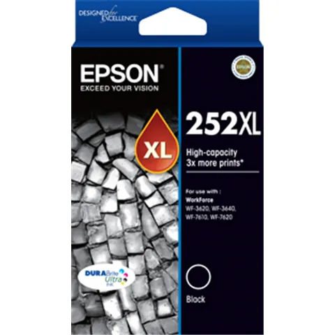 252XL High Capacity DURABrite Ultra Black ink - WF-3620, WF-3640, WF-7610, WF-7620, WF-7725