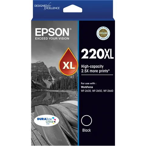 220XL High Capacity DURABrite Ultra Black ink(Epson WorkForce WF-2630, WF-2650, WF-2660)