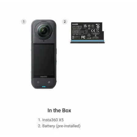 Insta360 X5 Camera (STANDARD BUNDLE),DEVICE ONLY, BLACK, 1YR